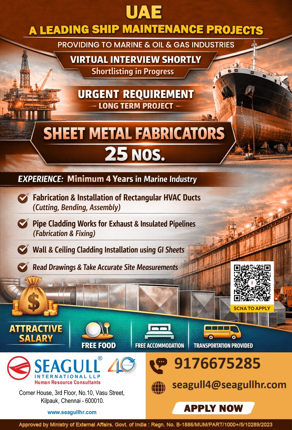 VERY URGENT REQUIREMENTS FOR MARINE & SHIP BUILDING & SHIP REPAIRING COMPANY AT  UAE