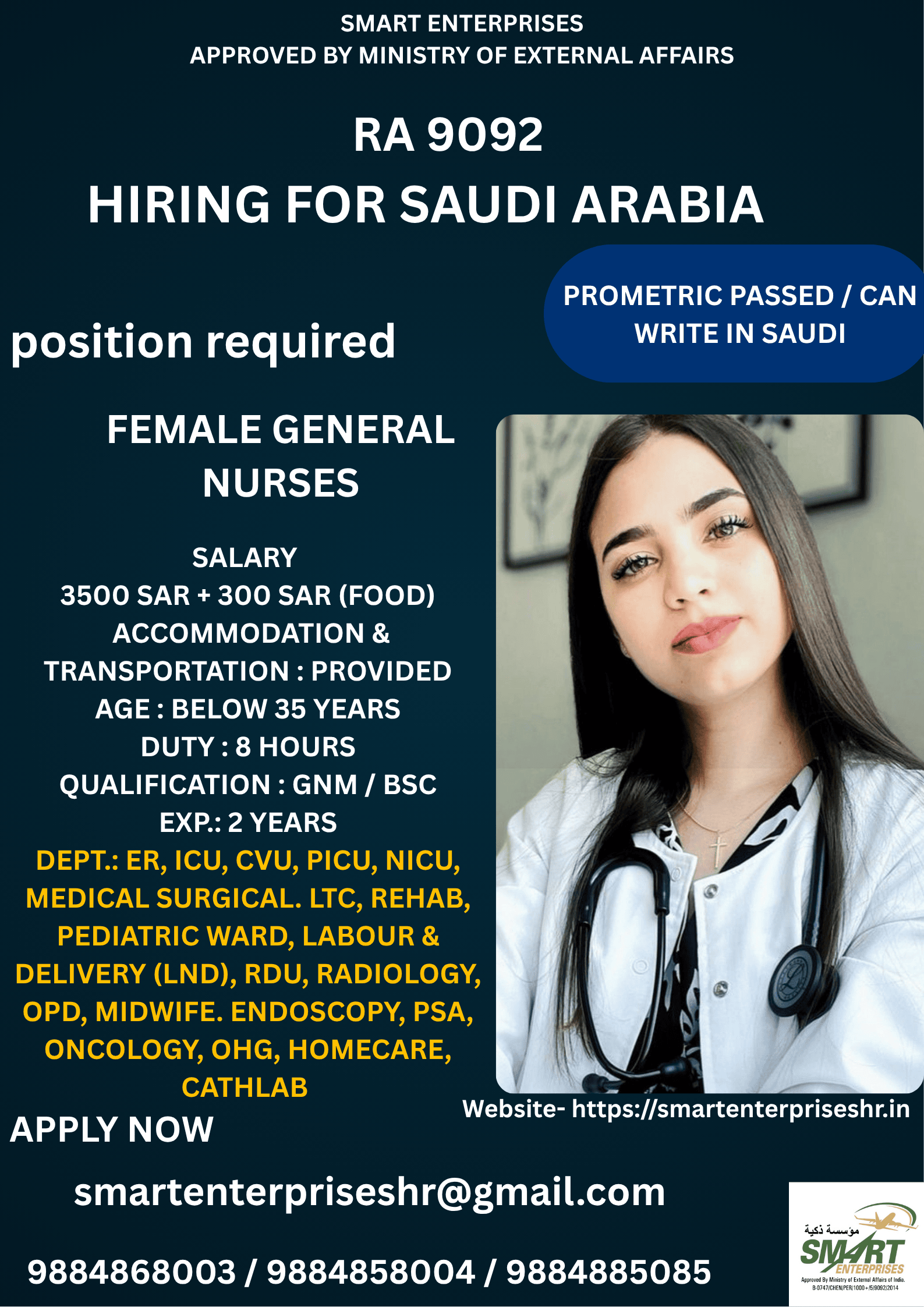 URGENT REQUIREMENT FOR SAUDI ARABIA