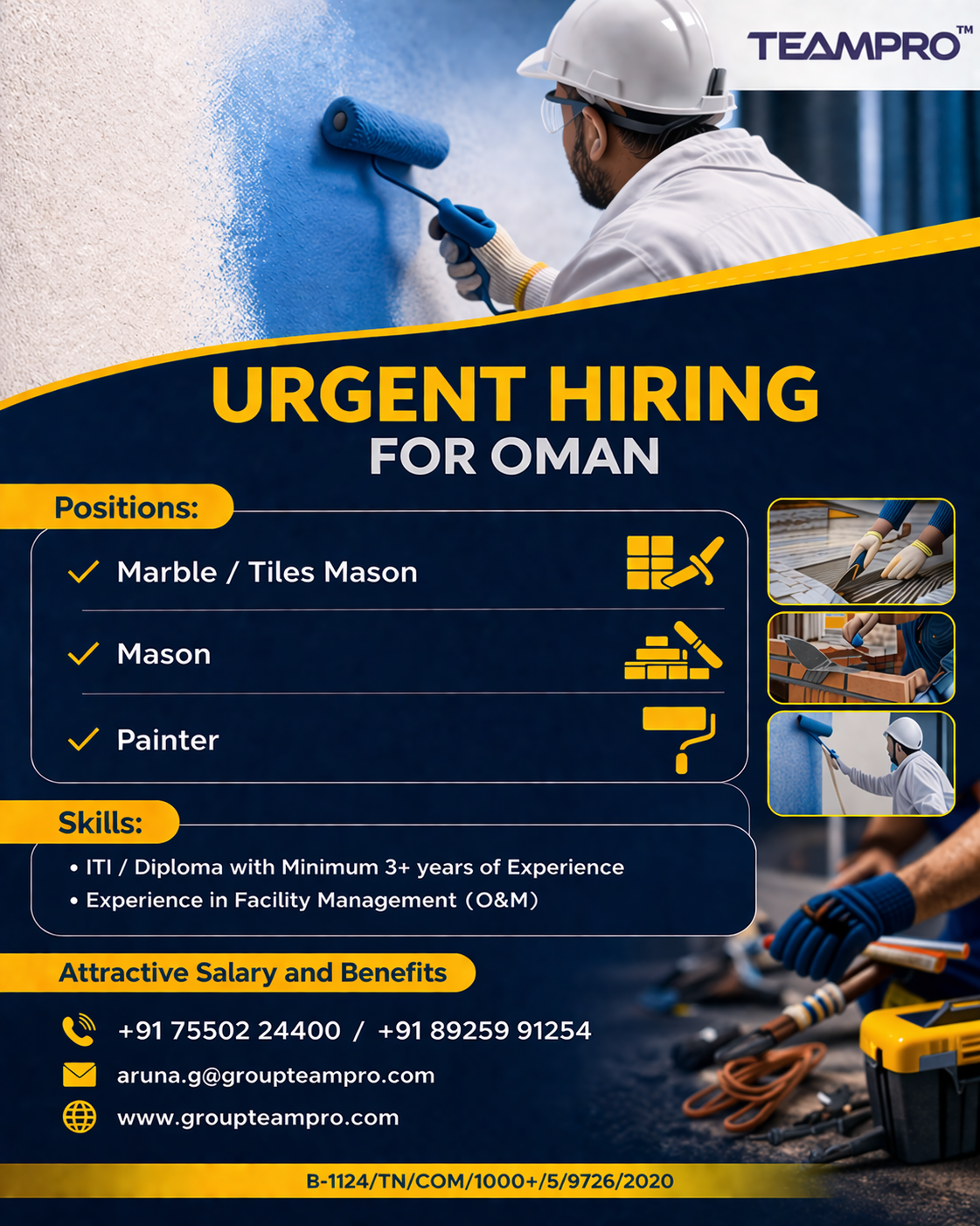 ? Urgent Hiring for Oman  We are looking for skilled professionals for a Facility Management project in Oman.
