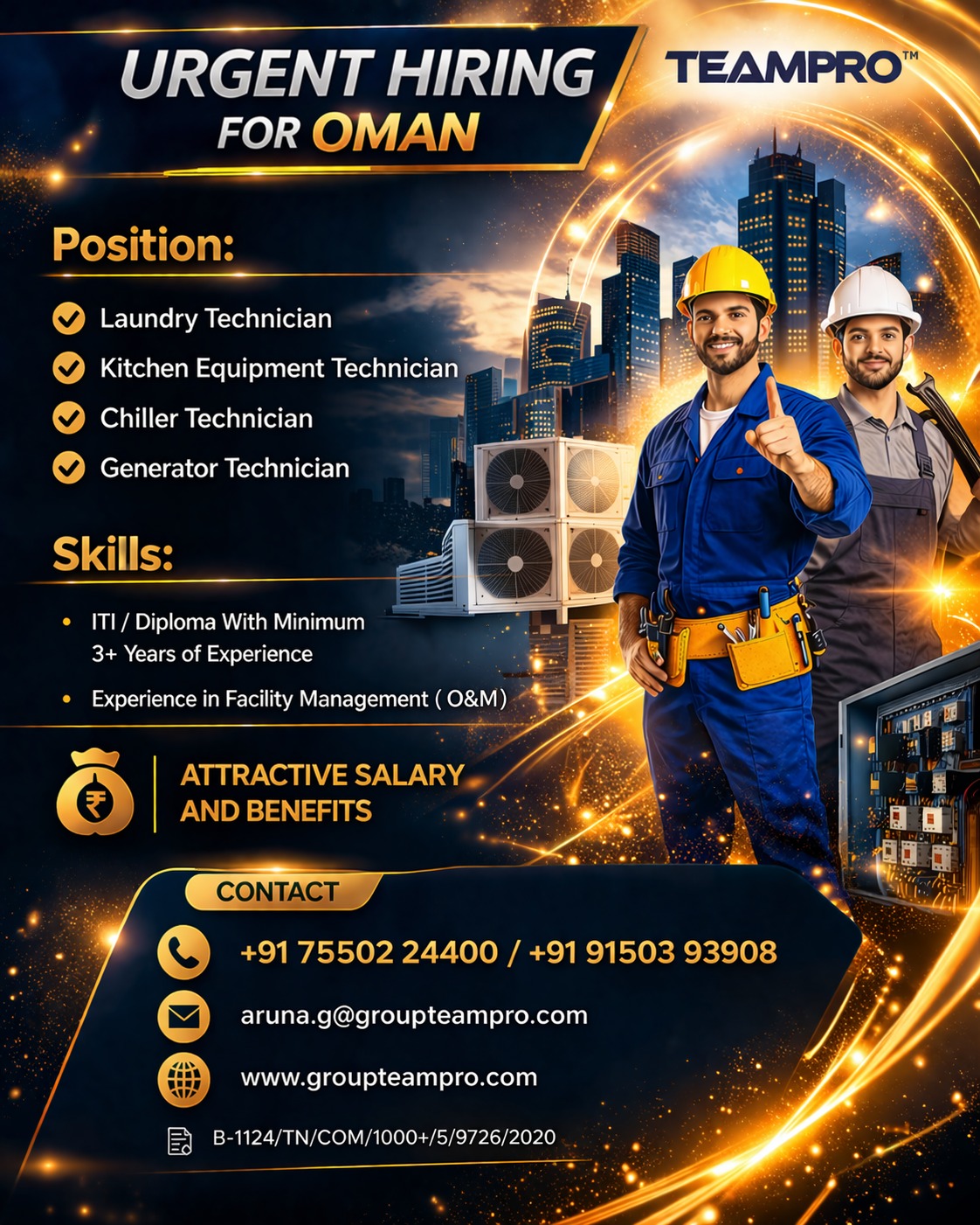 ? **Urgent Hiring for Oman – Multiple Technician Roles**  We are currently hiring skilled technicians for **Facility Management (O&M) projects in Oman**.