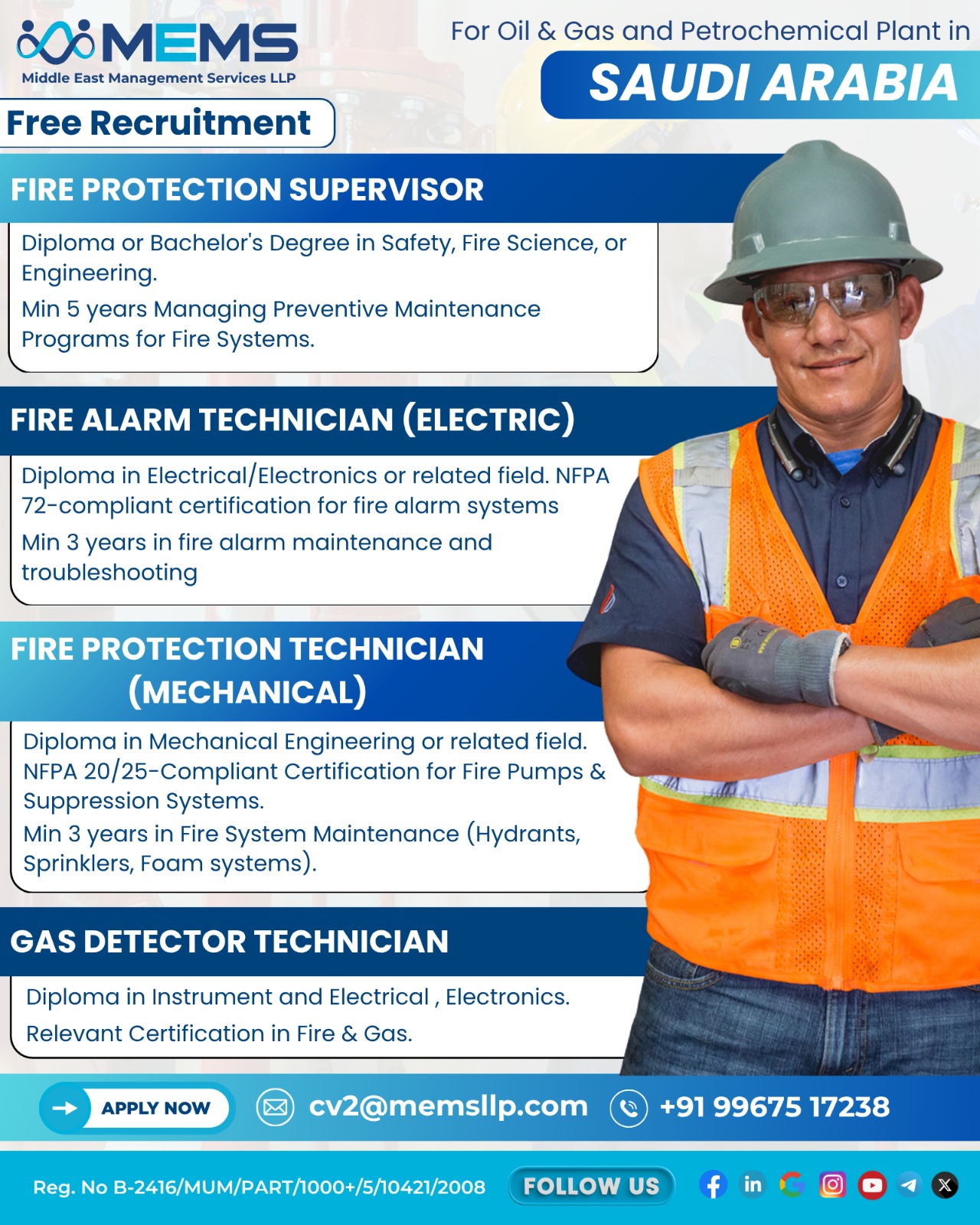 We are hiring for Operation & Maintenance in Saudi Arabia