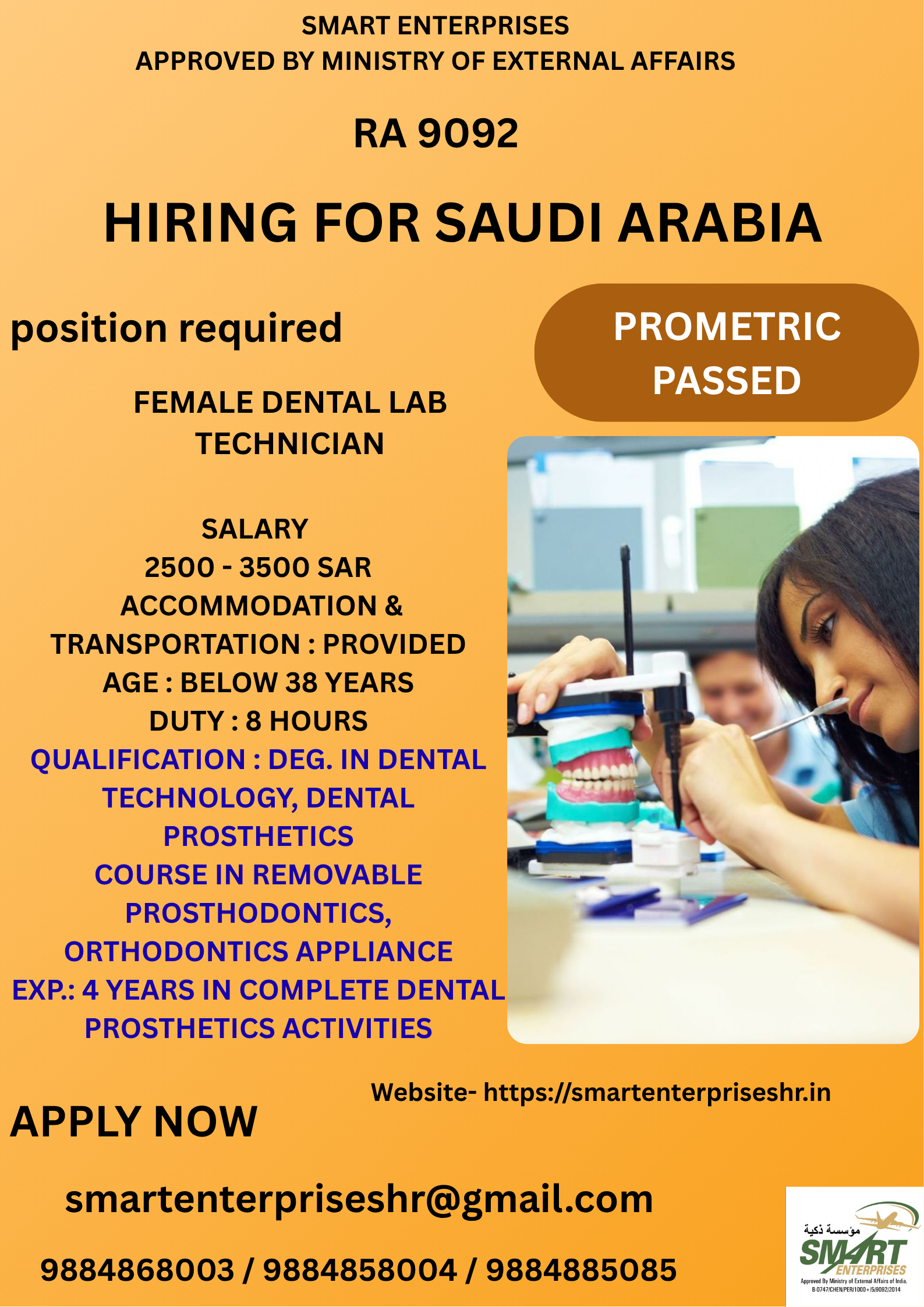 URGENT REQUIREMENT FOR SAUDI ARABIA