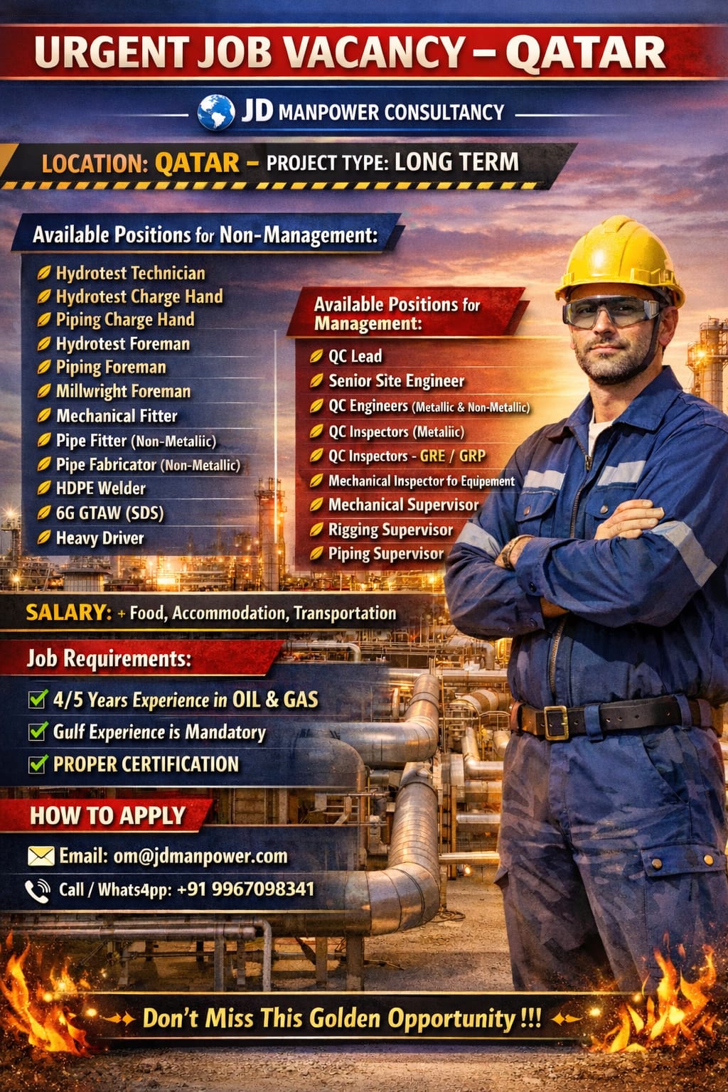 Urgent Requirement for Qatar