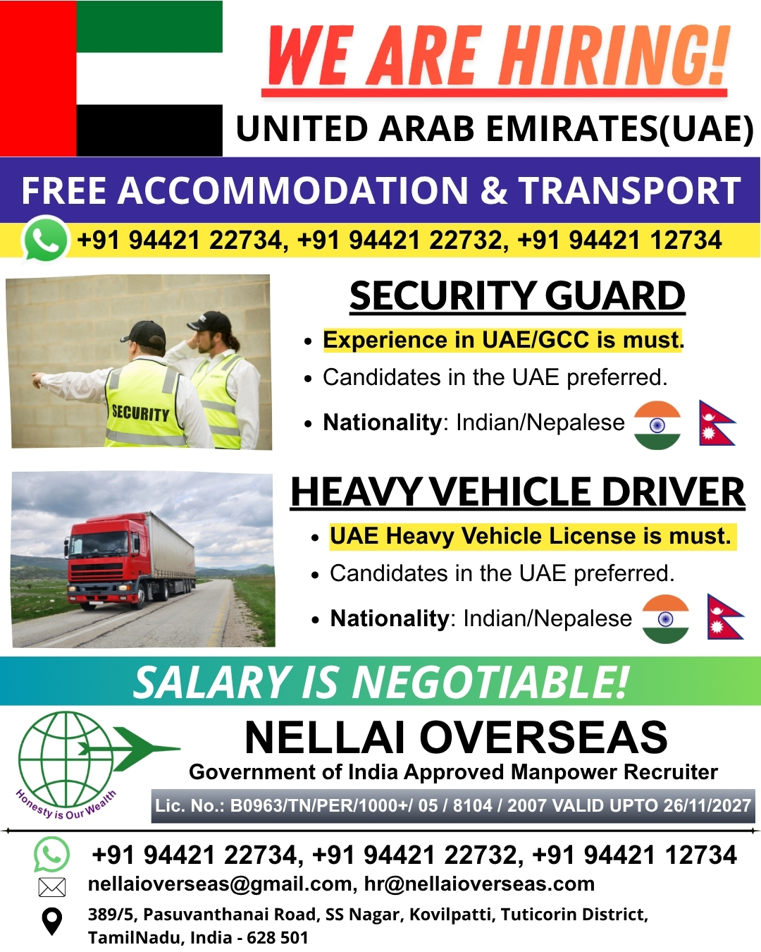 SECURITY GUARD & HEAVY DRIVER - UAE