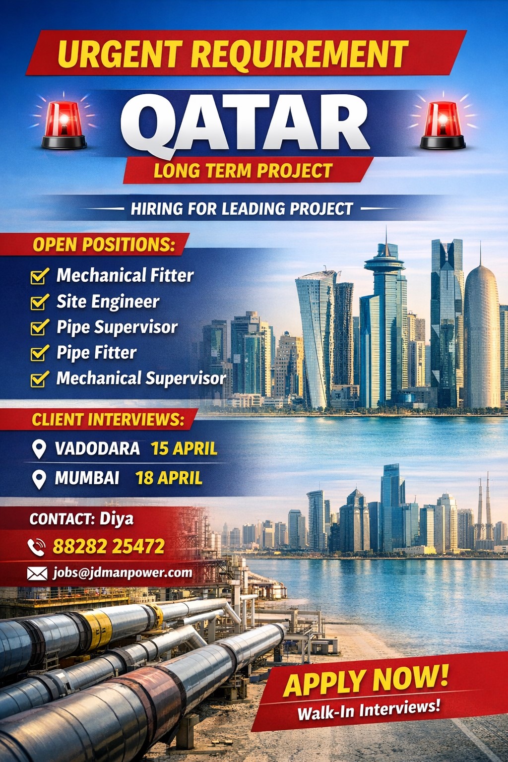URGENT REQUIREMENT FOR QATAR LONG TERM PROJECT