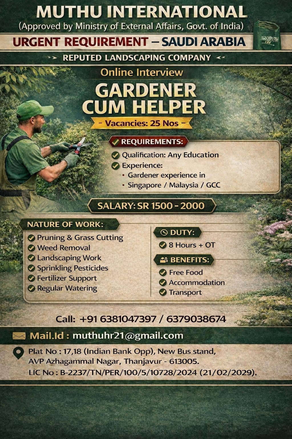 WANTED FOR SAUDI ARABIA