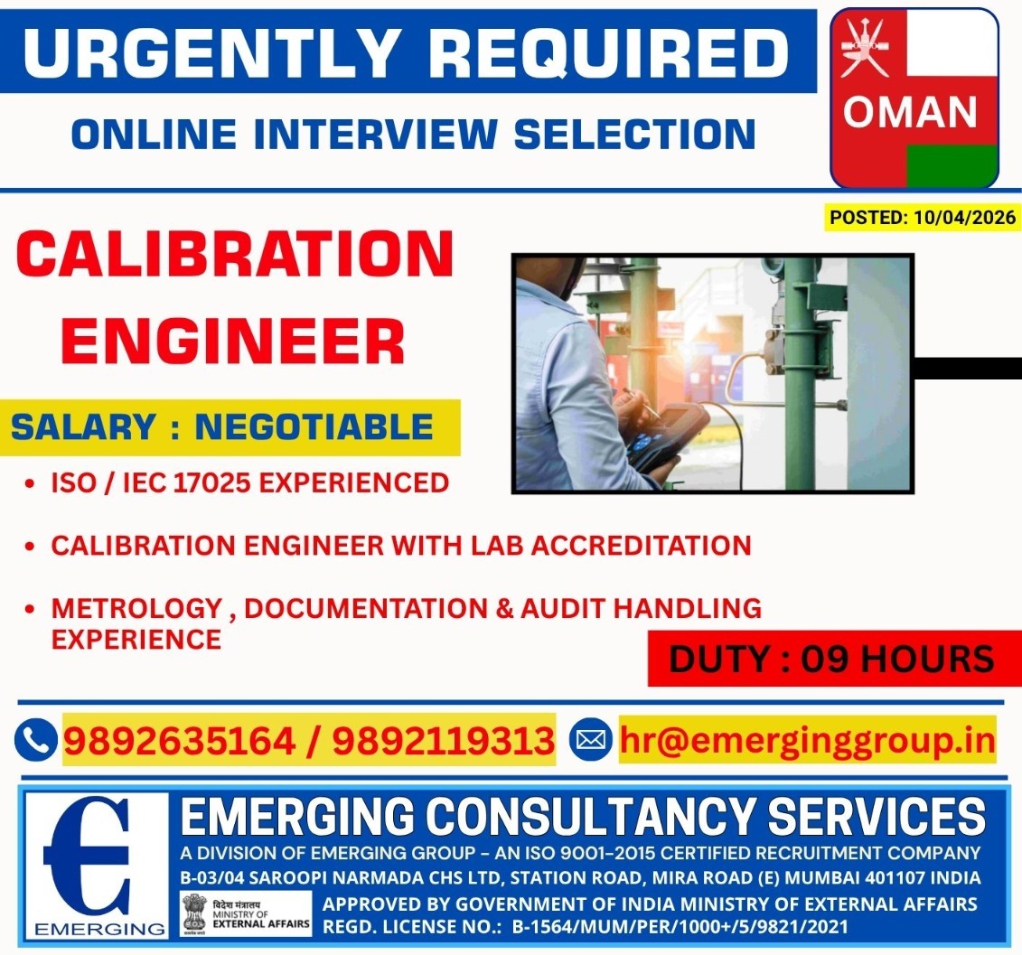 URGENT REQUIRED FOR OMAN - ONLINE INTERVIEW SELECTION