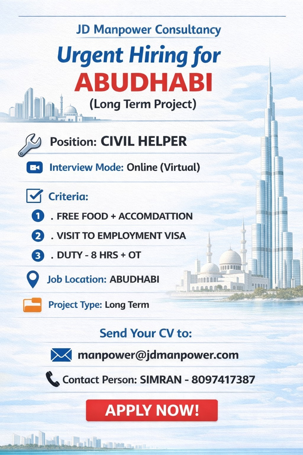 URGENT REQUIREMENT FOR UAE - LONG TERM