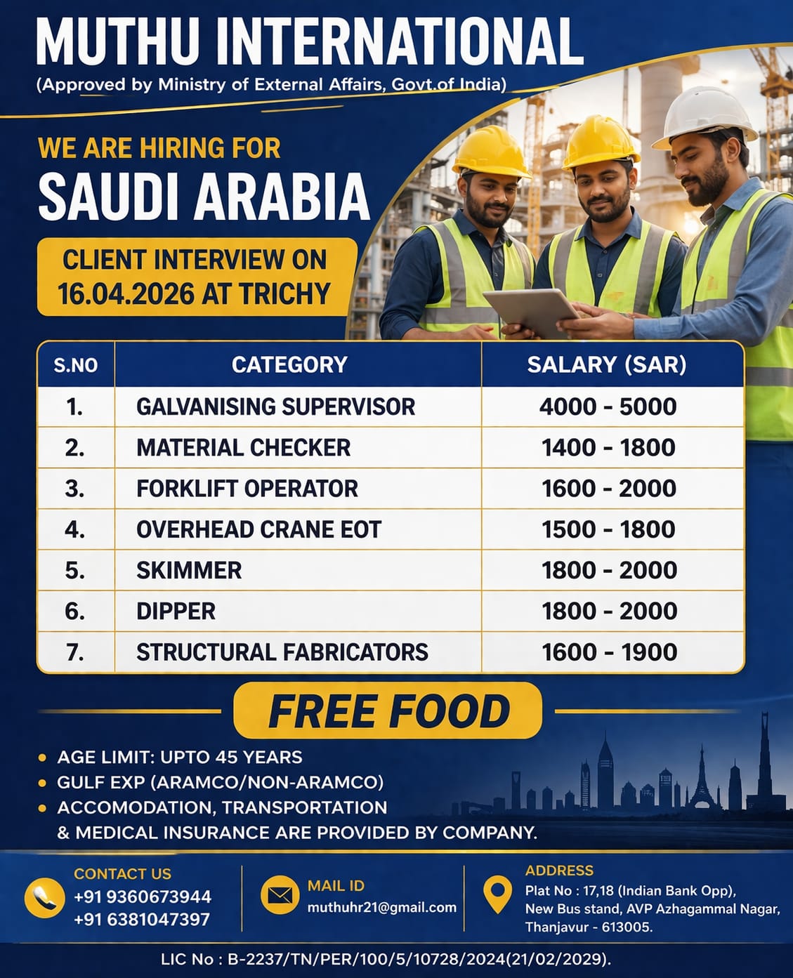 WANTED FOR SAUDI ARABIA