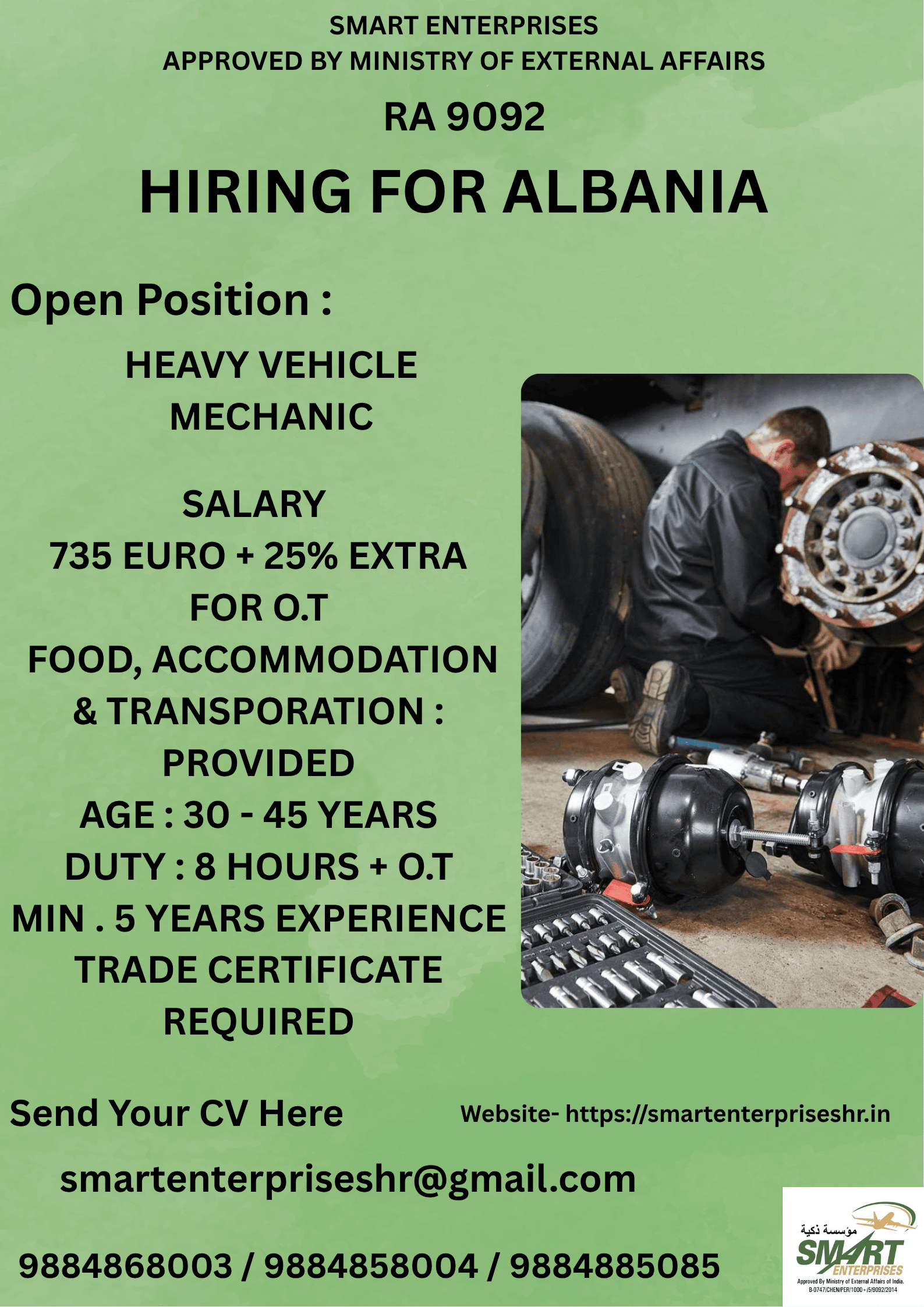 URGENT REQUIREMENT FOR ALBANIA