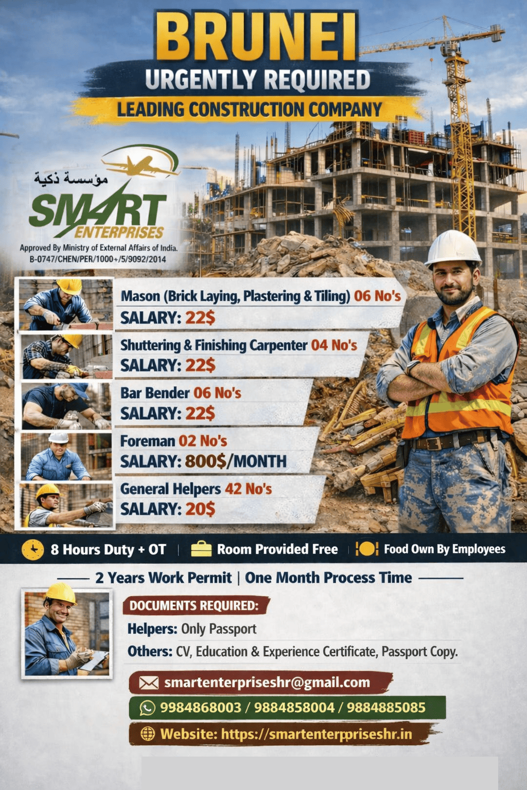 URGENT REQUIREMENT FOR BRUNEI