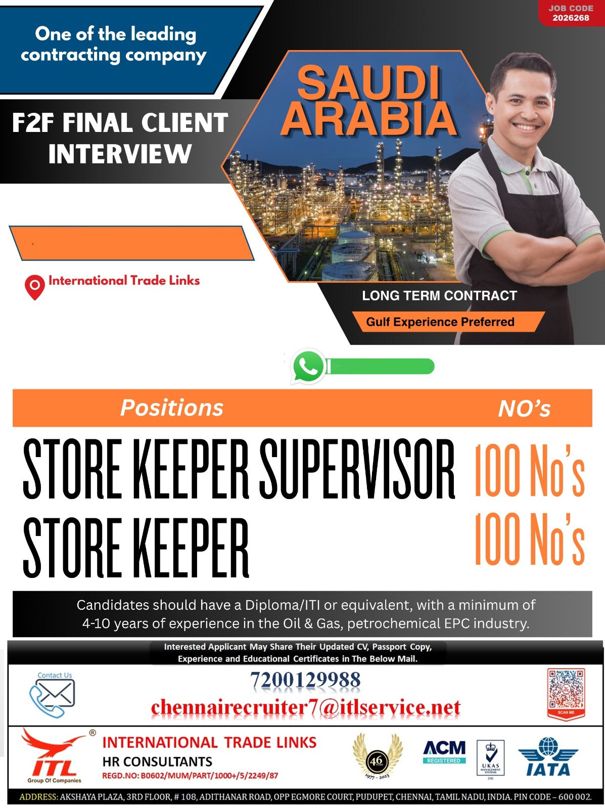 Direct interview chennai end of April 2026