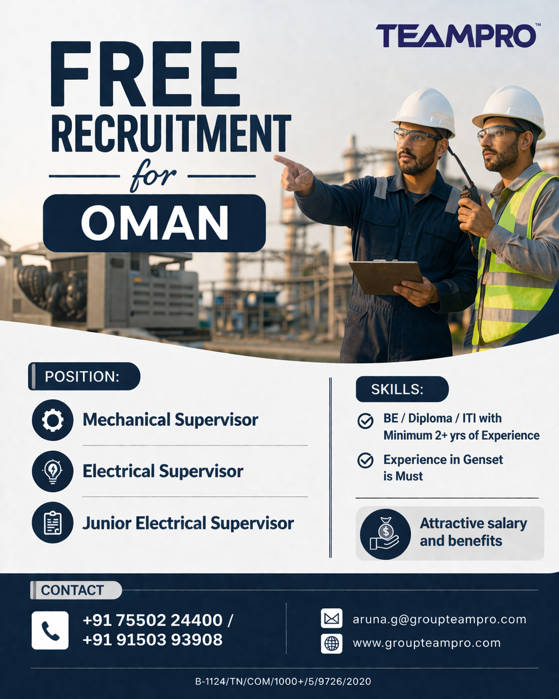 ? Free Recruitment for Oman – Immediate Opportunities!  We are hiring for leading projects in Oman.