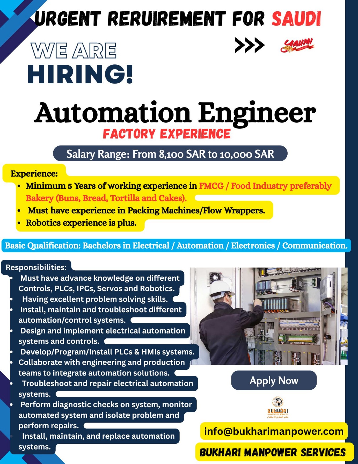 URGENT RERUIREMENT FOR SAUDI - Automation Engineer