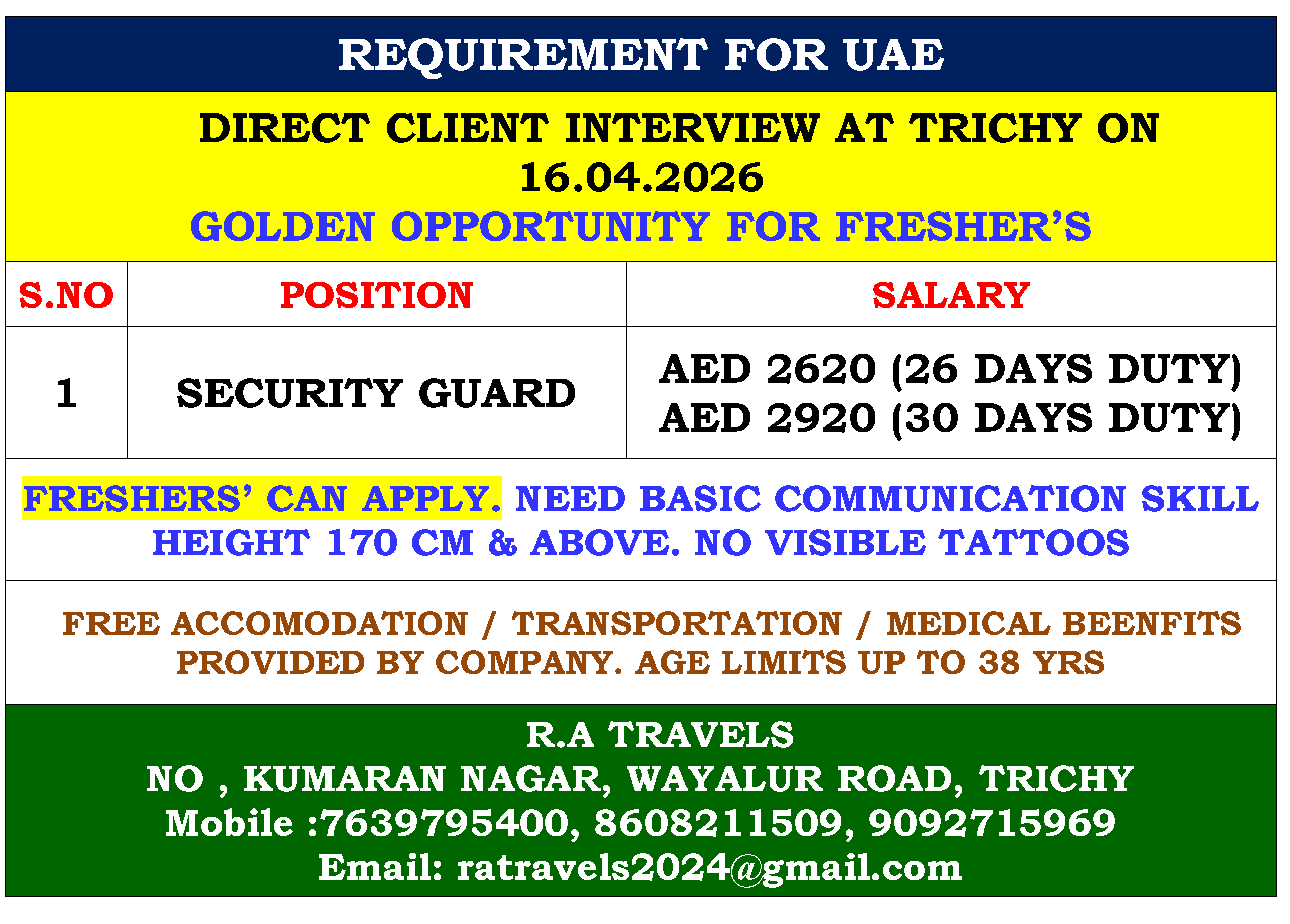 REQUIREMENT FOR UAE