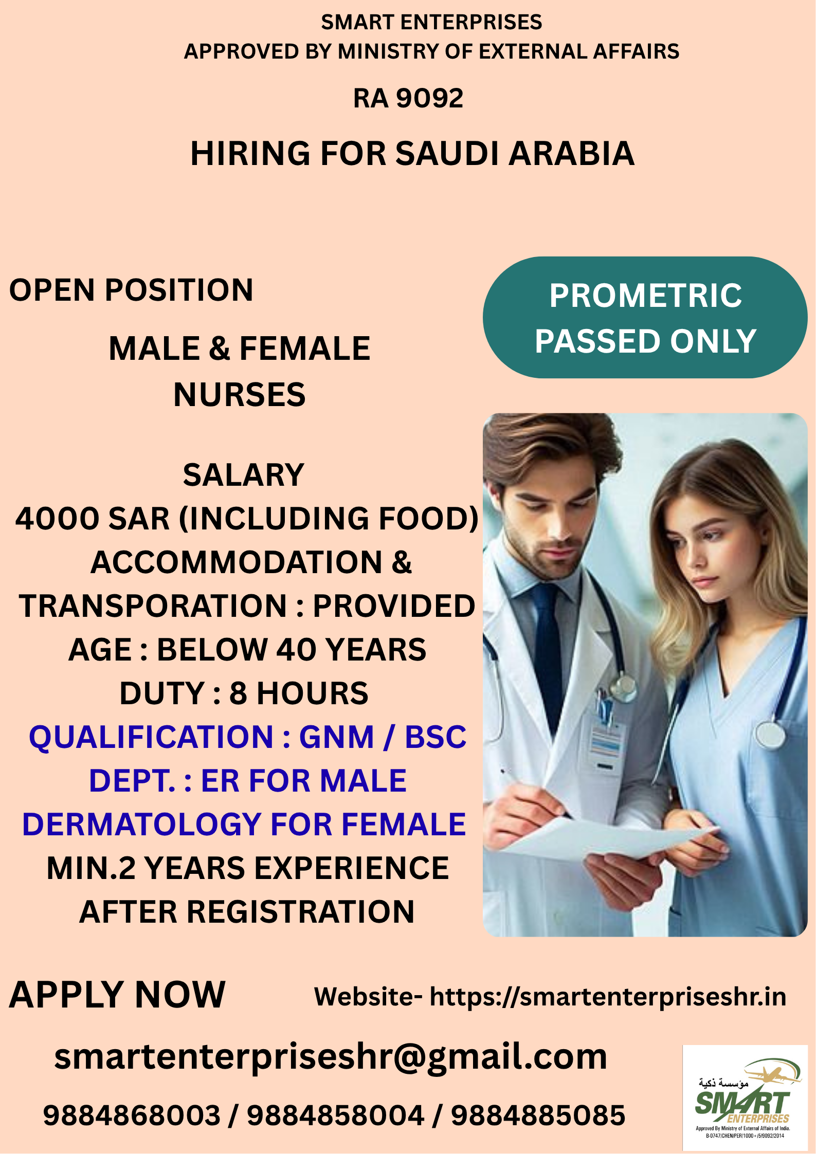 URGENT REQUIREMENT FOR SAUDI ARABIA