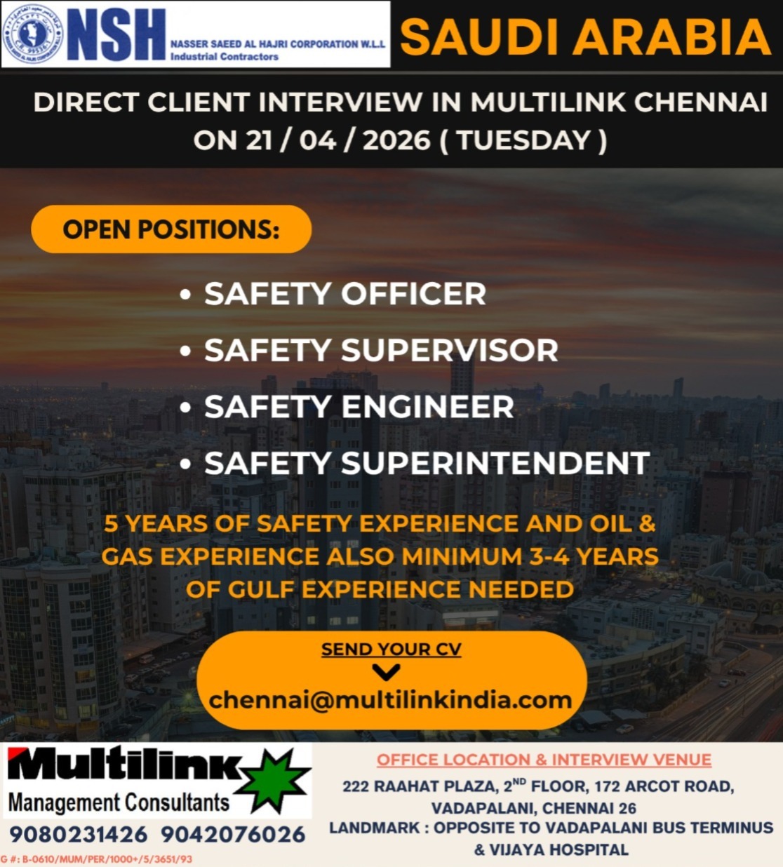 SAFETY OFFICER / SUPERVISOR / SUPERINTENTDENT