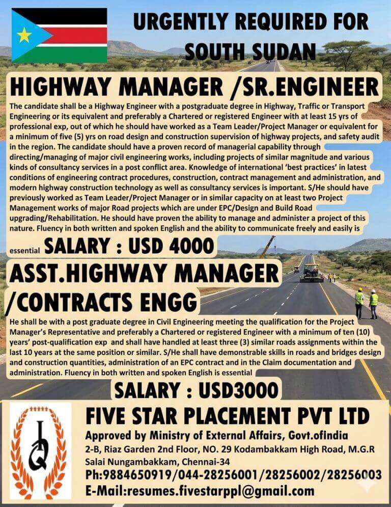 URGENT REQUIREMENT FOR SOUTH SUDAN