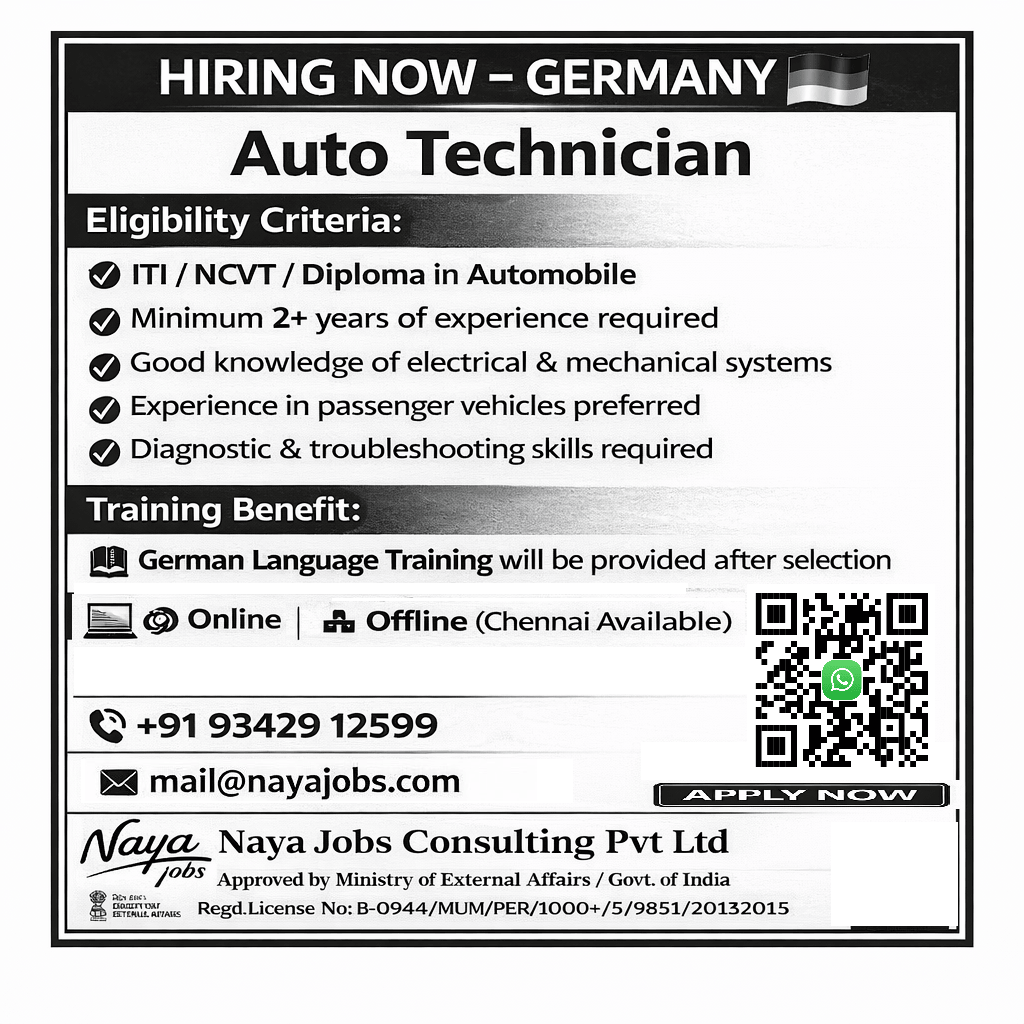 HIRING FOR AUTO TECHNICIAN JOB IN GERMANY