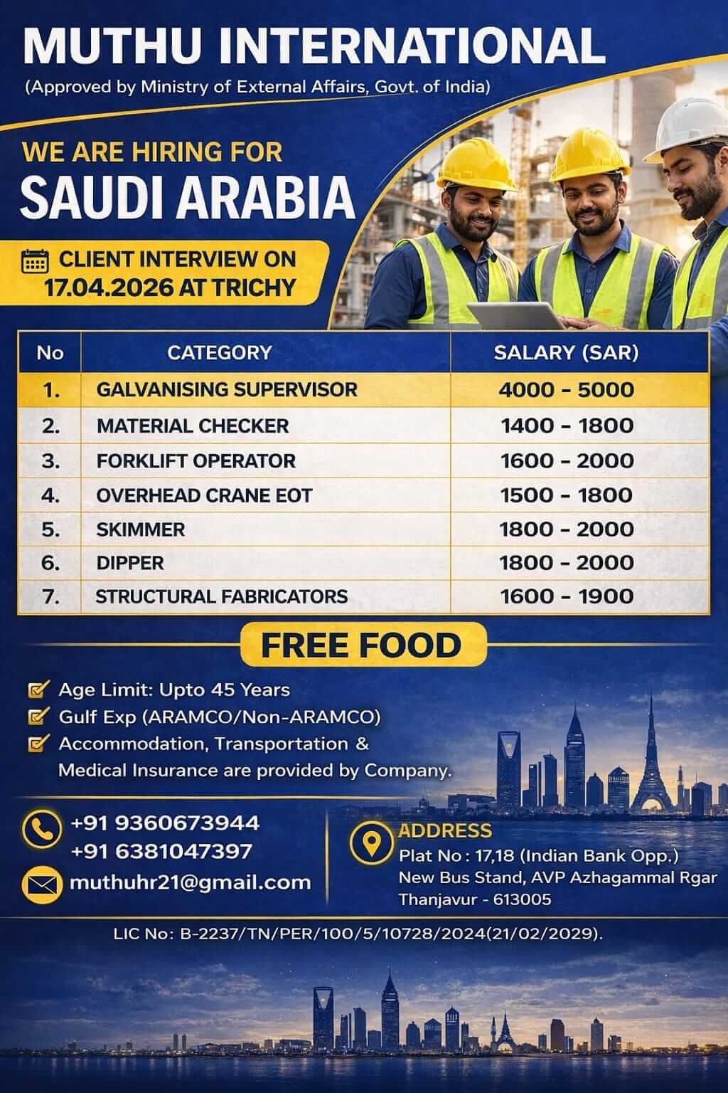 WANTED FOR SAUDI ARABIA