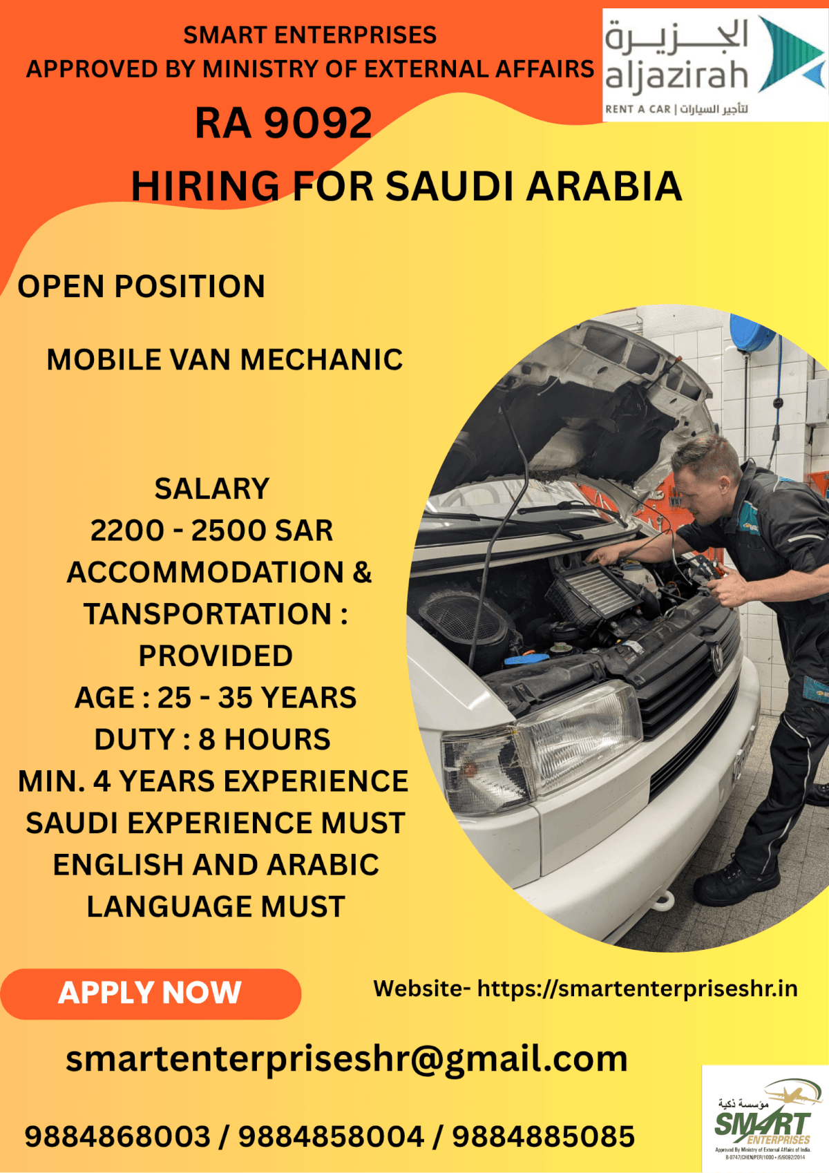 URGENT REQUIREMENT FOR SAUDI ARABIA