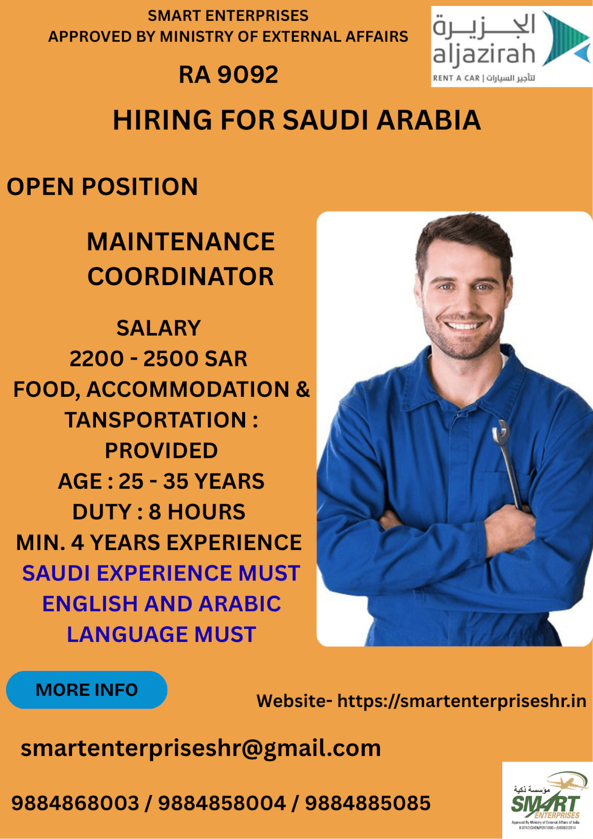URGENT REQUIREMENT FOR SAUDI ARABIA