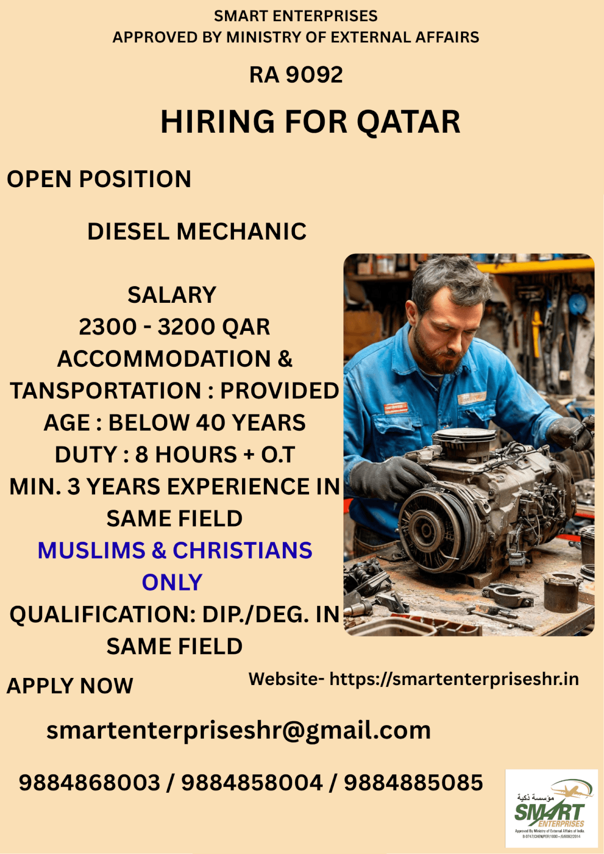 URGENT REQUIREMENT FOR SAUDI ARABIA