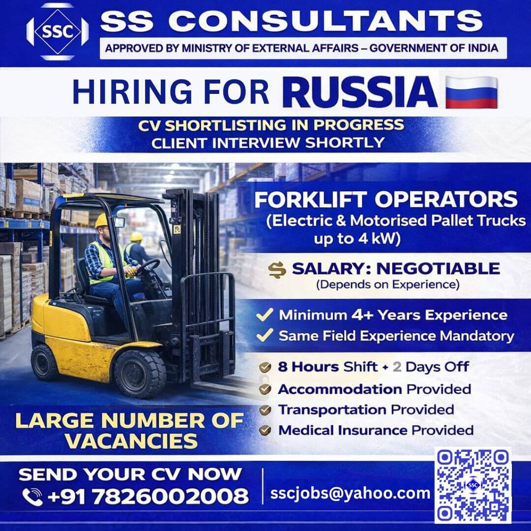 Forklift Operator Jobs in Russia | Free Accommodation & High Salary | Apply Now