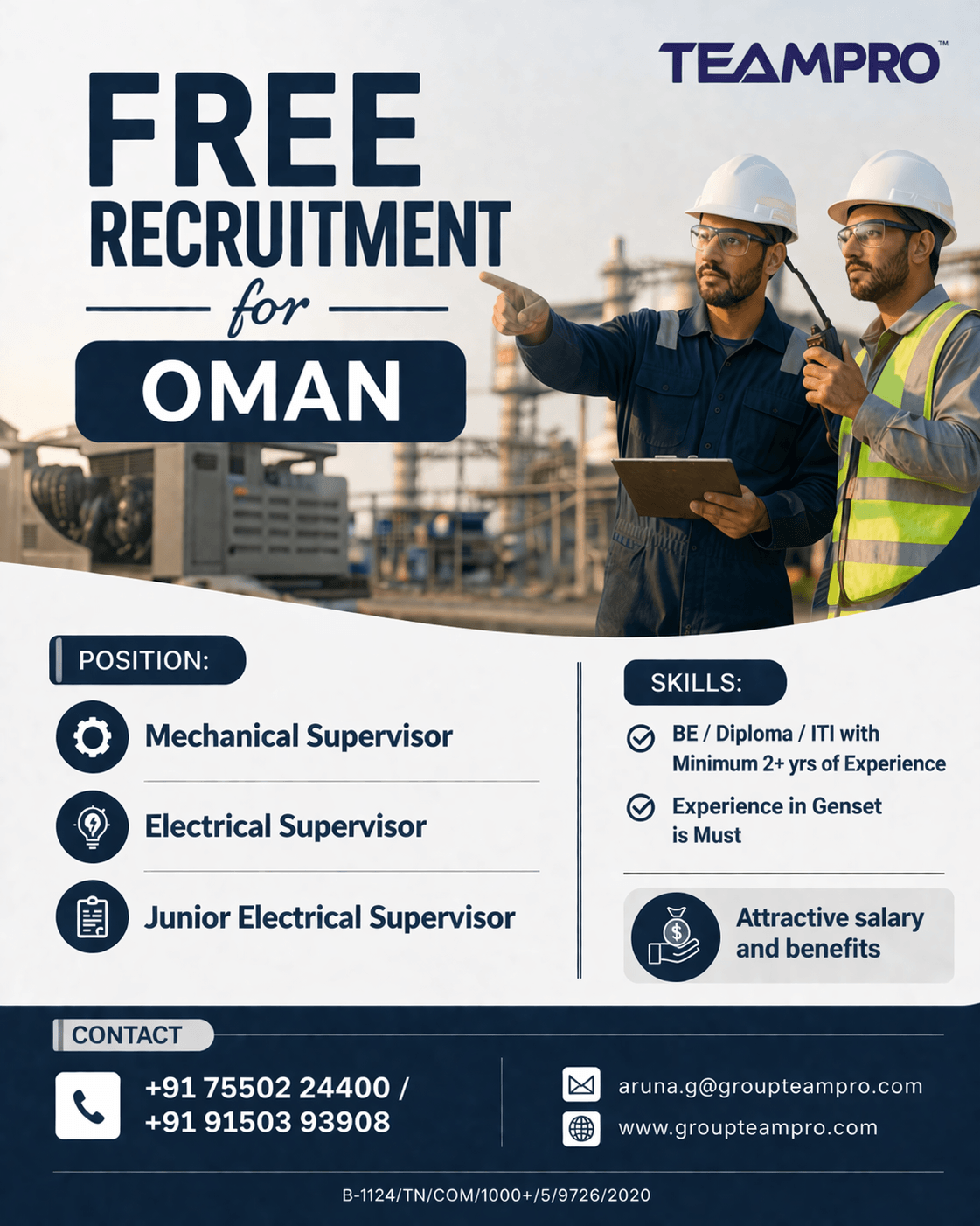 ? Free Recruitment for Oman – Immediate Opportunities!  We are hiring for leading projects in Oman.