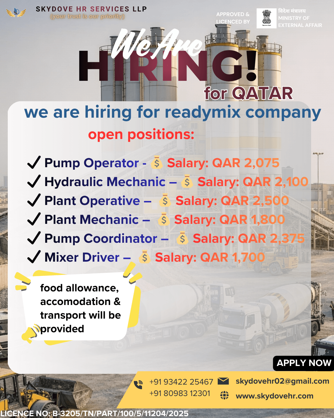 urgent hiring for qatar