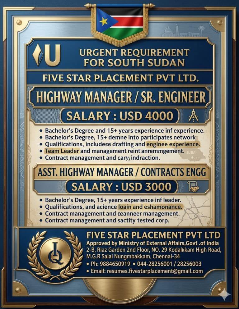 URGENT REQUIREMENT FOR SOUTH SUDAN