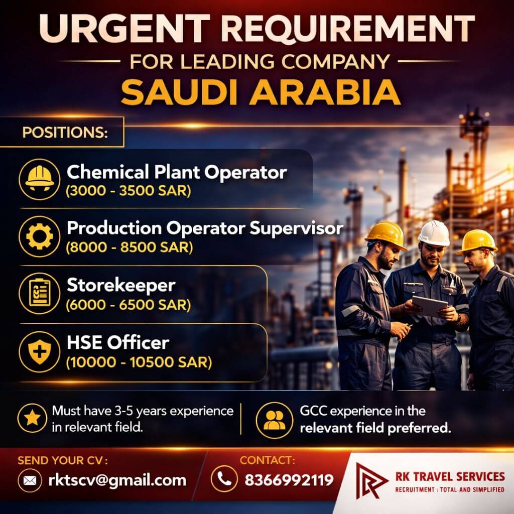 URGENT REQUIREMENT FOR LEADING COMPANY