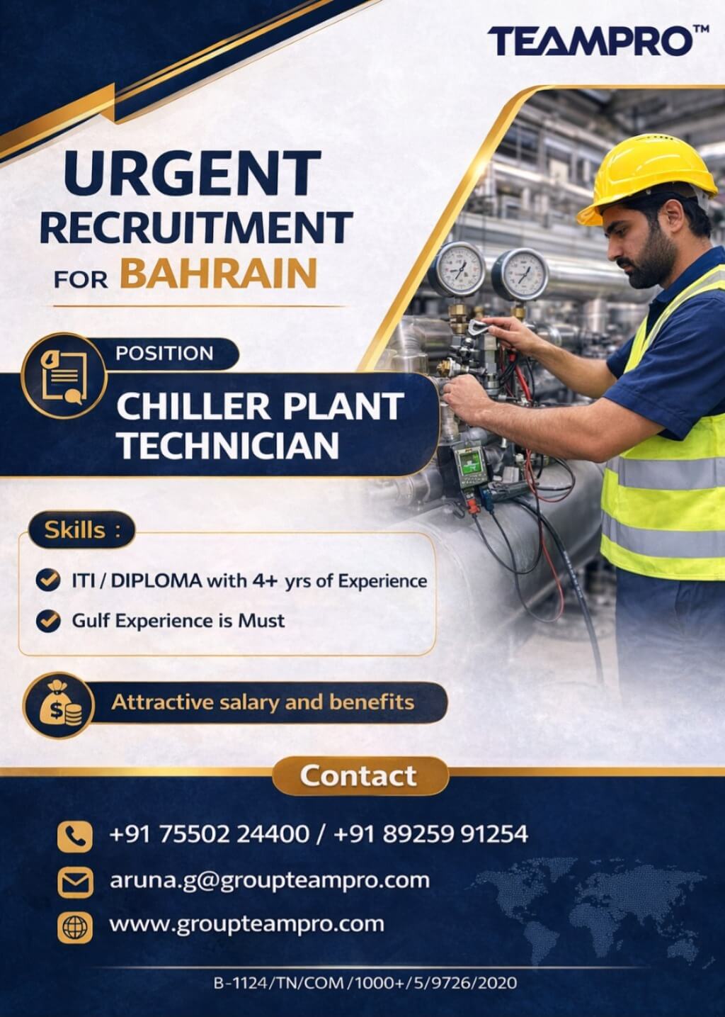 ? URGENT RECRUITMENT – BAHRAIN ?  We are hiring: ? Chiller Plant Technician