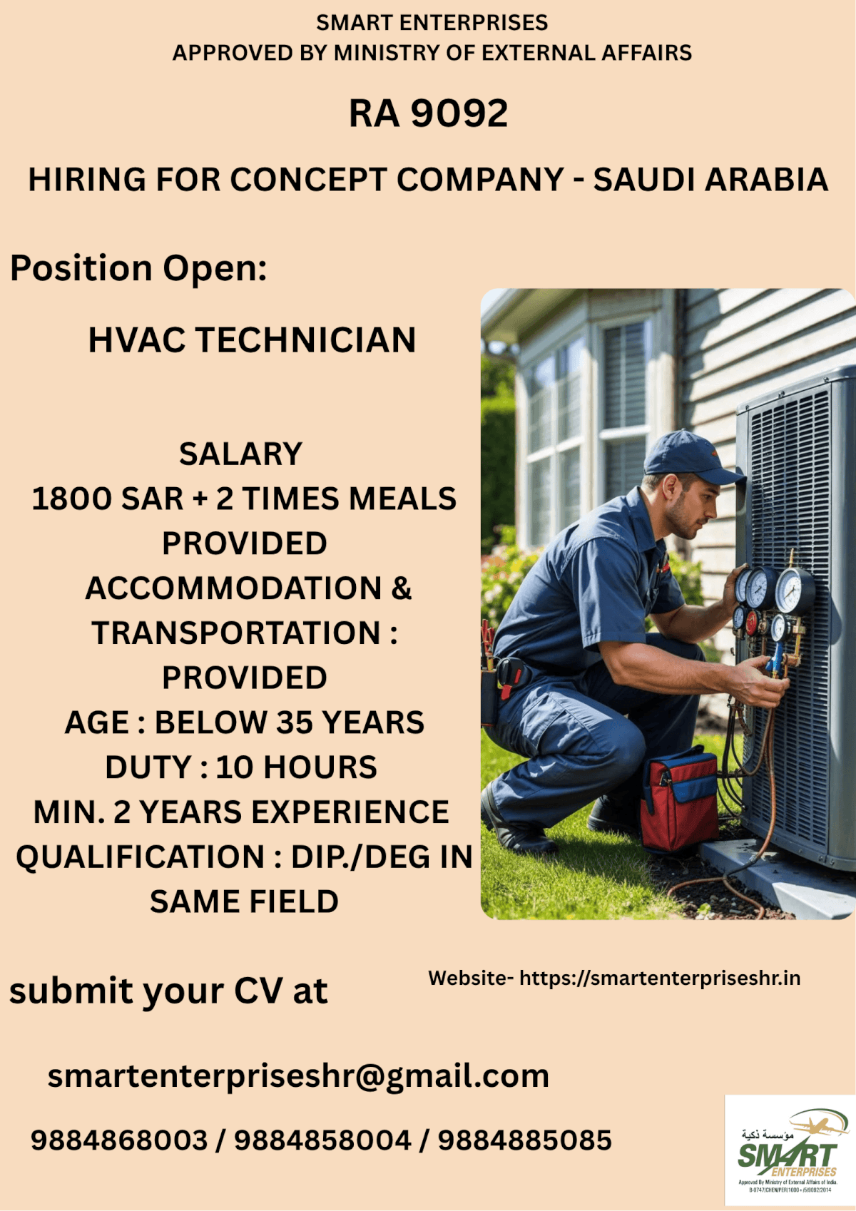 URGENT REQUIREMENT FOR SAUDI ARABIA