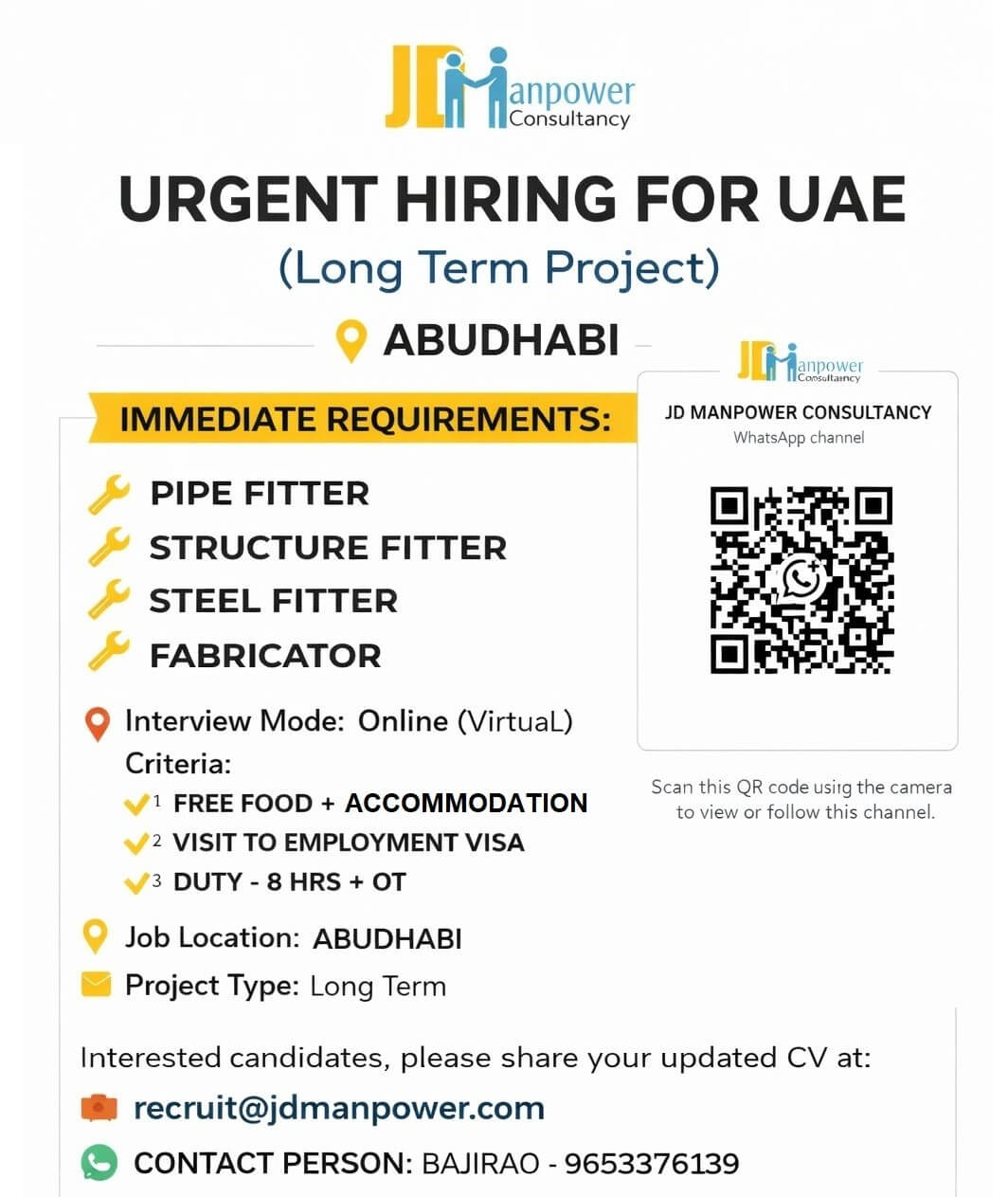 URGENT HIRING FOR UAE LONG JOB