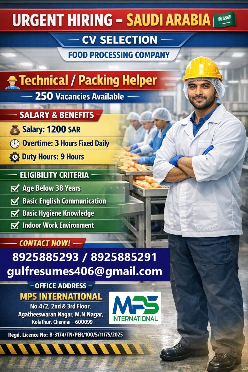 URGENT HIRING – SAUDI ARABIA CV SELECTION FOOD PROCESSING COMPANY