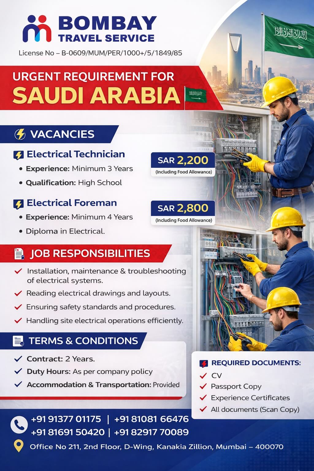 Urgently required for ksa reputed co.