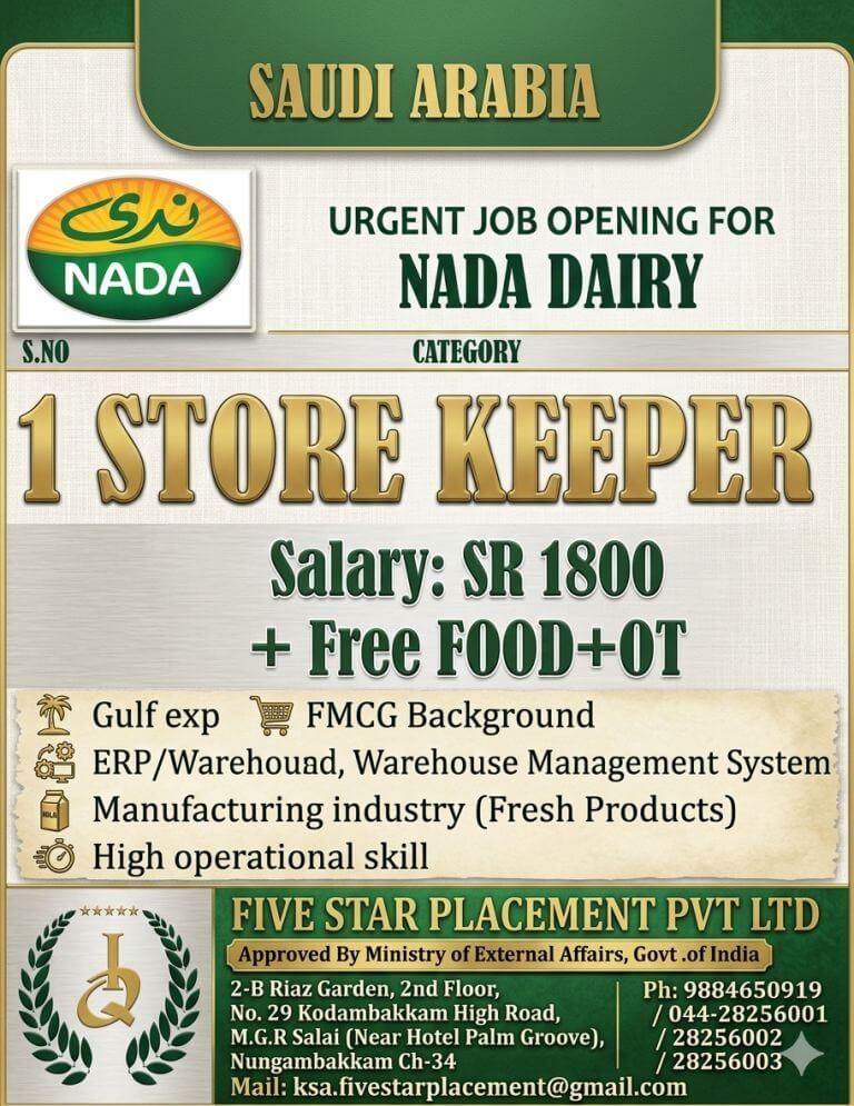 URGENT REQUIREMENT FOR SAUDI ARABIA