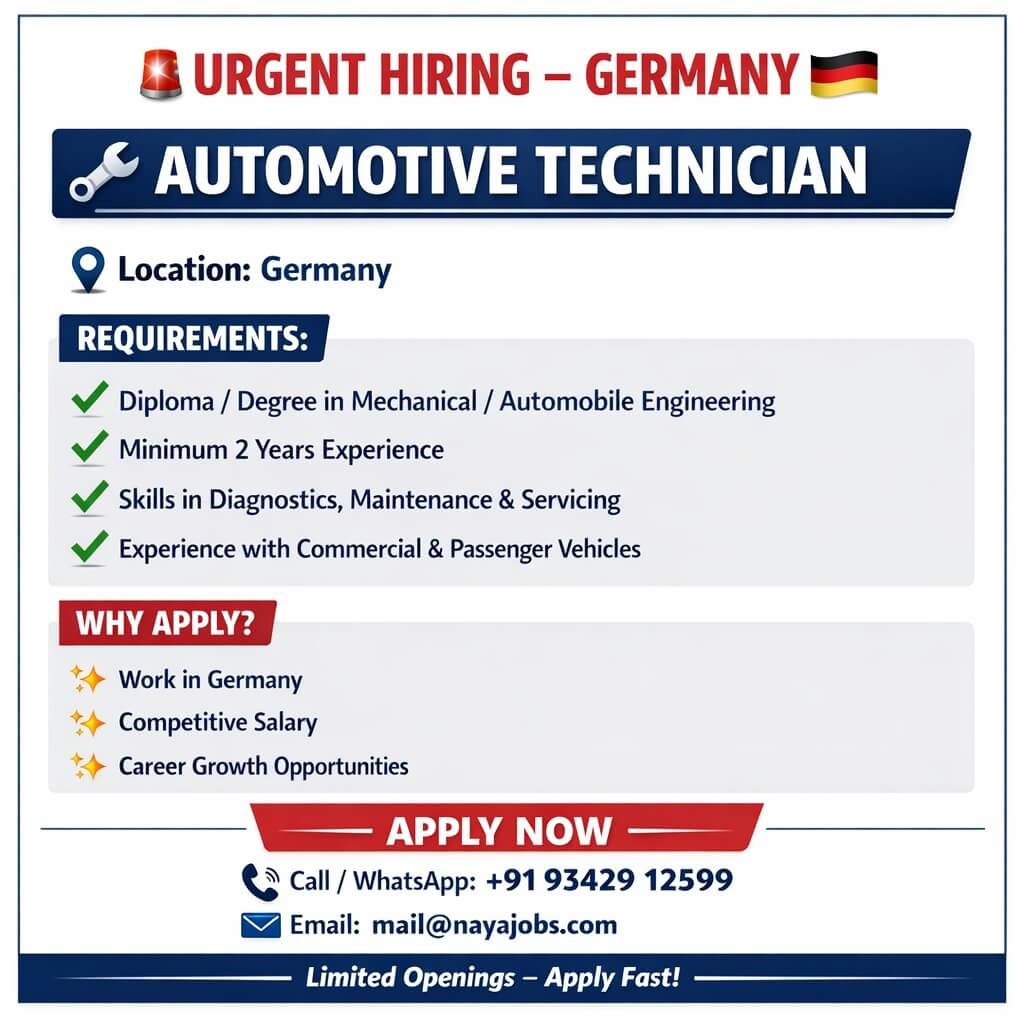 URGENT HIRING – AUTOMOTIVE TECHNICIAN (GERMANY)
