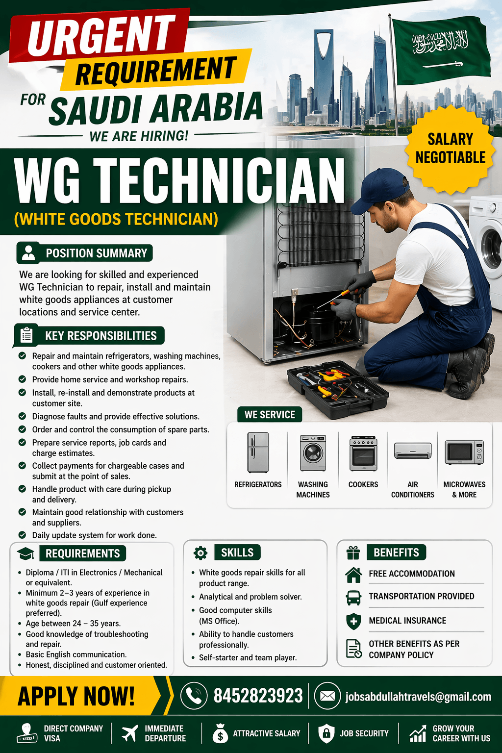 URGENT REQUIREMENT FOR SAUDI ARABIA