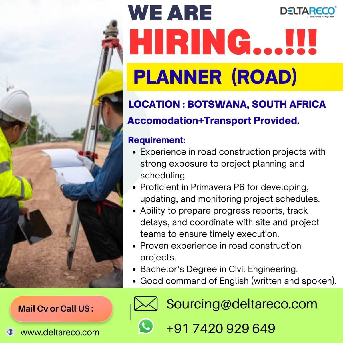 Hiring Planning Engineer for South africa