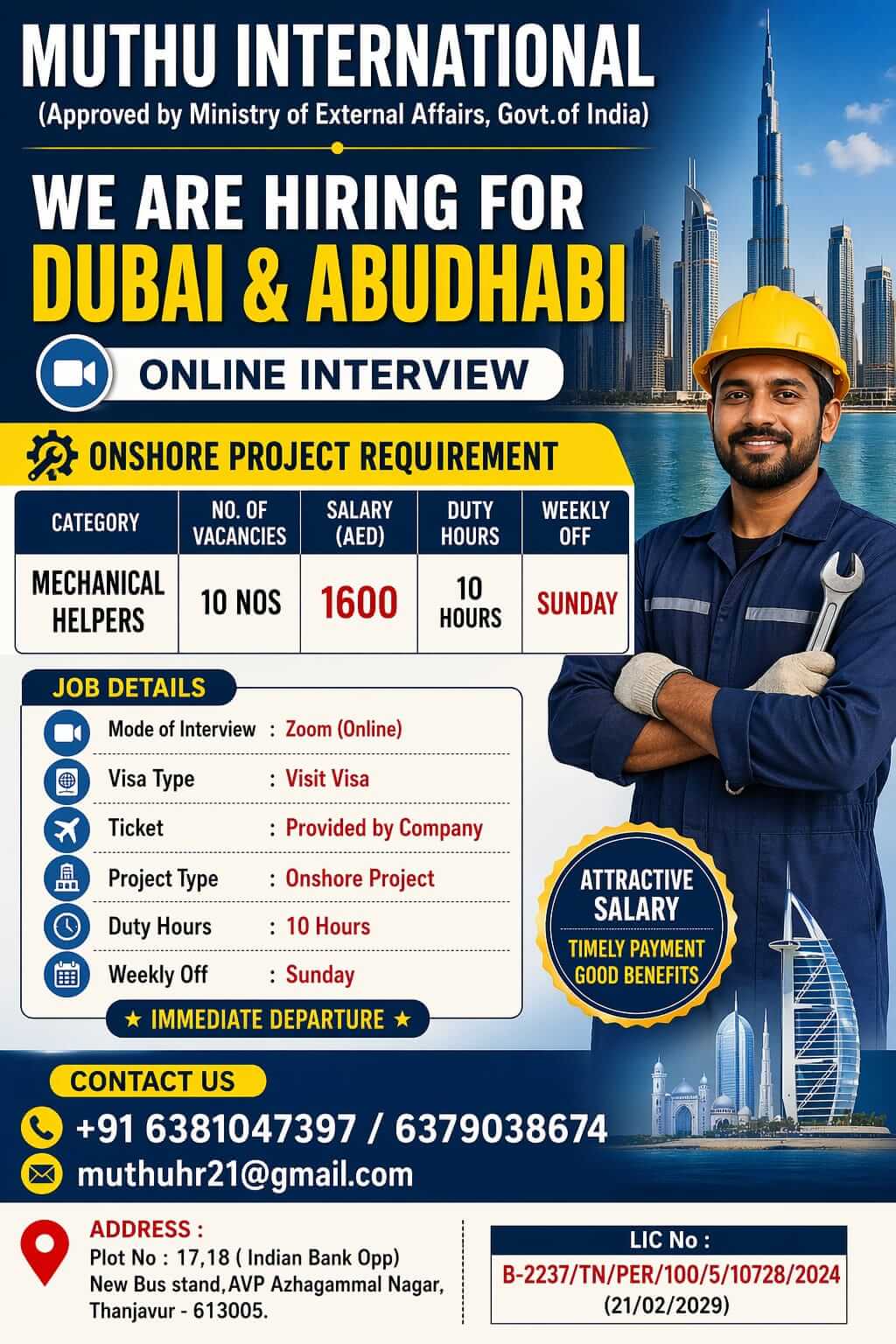 WANTED FOR DUBAI&ABUDHABI