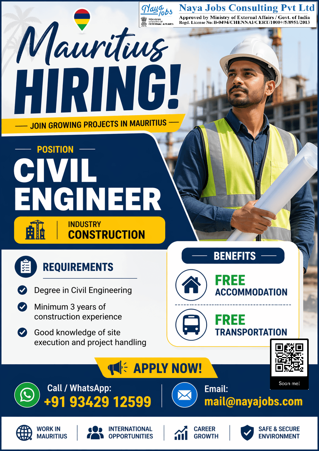 Urgent Hiring for Mauritius Civil Engineer