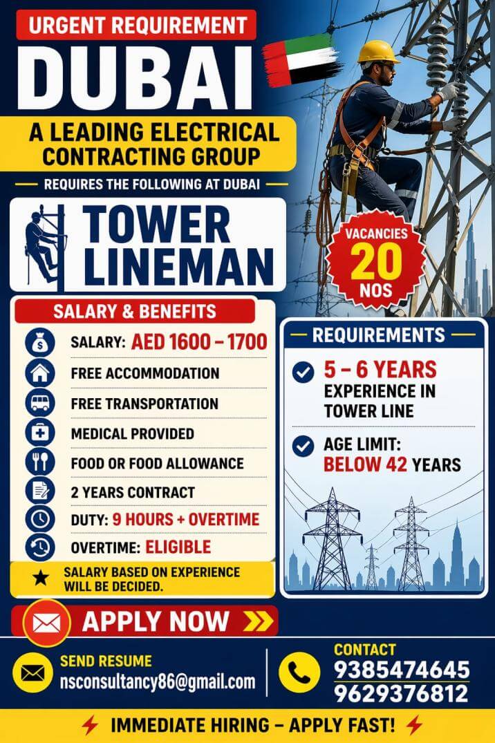 LEADING ELECTRICAL AND CONTRACTING COMPANY REQUIREMENT DUBAI