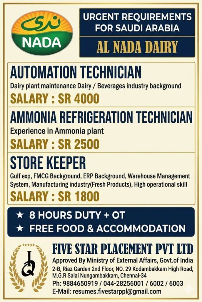 URGENT REQUIREMENT FOR SAUDI ARABIA