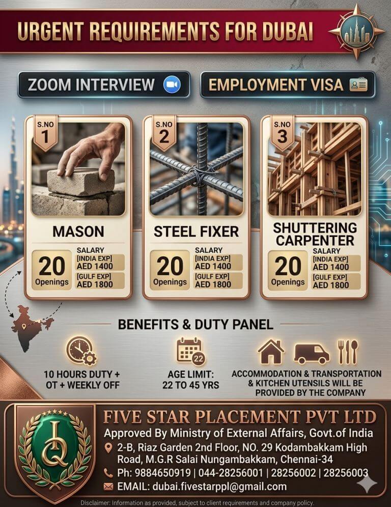 URGENT REQUIREMENT FOR DUBAI