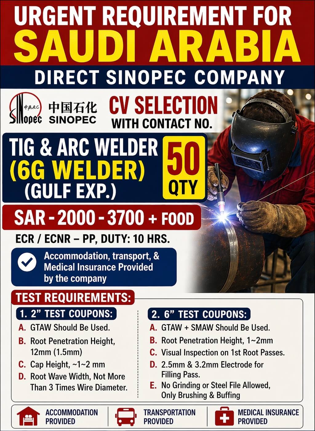 Urgent requirement for Saudi Arabia Direct Sinopec Company