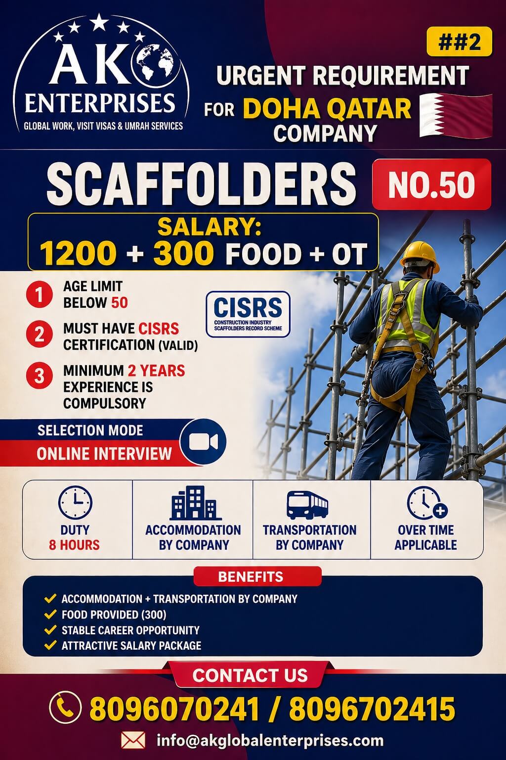 Urgently Hiring for Qatar Scaffolders