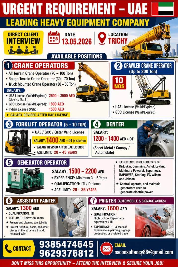 LEADING HEAVY EQUIPMENT COMPANY REQUIREMENT UAE