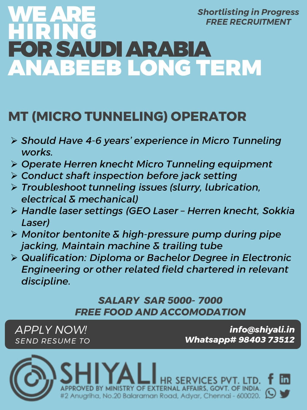 MT ( Micro Tunneling) OPERATOR